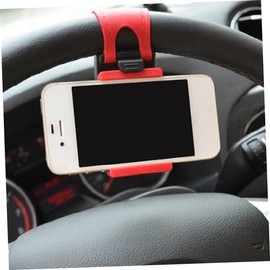 TEHAUX 3pcs Adjustable Hands Steering Wheel Phone Holder Durable Clip Mount for Cars Red for Navigation and Calls Compatible with All Smartphones