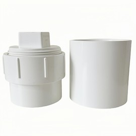4-Inch PVC Sewer Cleanout Cap Adapter Fitting, White, with Coupling and Removable Cap, for Drainage and Sewer Systems (4 inches)