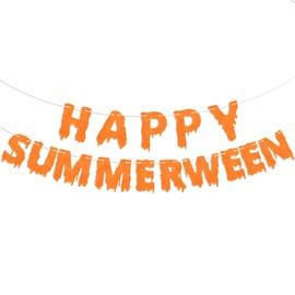 Happy Summerween Decorations Summerween Banner 15 Spooky Cutouts Devor Party Supplies for Summer Ween Decor