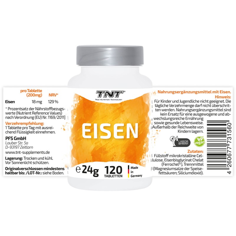 TNT Eisen (120 Tabletten) • 18mg Eisen pro Tablette •