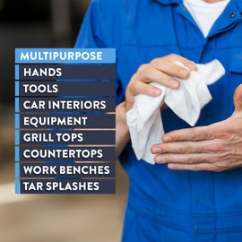 DETCO HD Hand & Tool Wipes – Heavy Duty Dual Purpose Cloths for Hands, Tools, & Surface Cleaning – Disposable Waterless Cleaner Towels with Scrubbing Side – 72 Count Tub