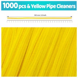 Iooleem 1000pcs Yellow Pipe Cleaners, Chenille Stems, Pipe Cleaners for Crafts, Pipe Cleaner Crafts, Art and Craft Supplies.