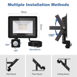 Blivrig LED Spotlight with Motion Sensor, Outdoor 30 W, Warm White, Floodlight with Motion Sensor, Super Bright 3000 LM Outdoor Spotlight, IP66 Waterproof Spotlight, for Garden, Garage (Warm White, 30
