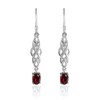 Sterling Silver Created Ruby Oval Celtic Knot Drop Dangle Earrings