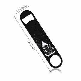 TASDANA Celestial Magic Witchcraft Stainless Steel Bottle Opener Esoteric Crescent Moon Mushrooms Stars Leaves Line Art Flat Beer Bottle Opener Keychain for Home Kitchen Bar Restaurant Party Gift