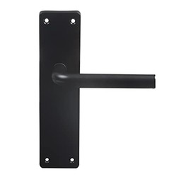Amig - Matt Black Aluminium Handles with Square Plate and Curved Handle for Interior and Exterior Doors - 222 x 55 mm | Handle with Decorative and Modern Crank Handle