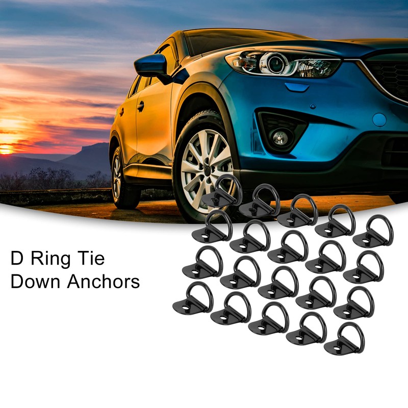 ACROPIX Car D-Ring Anchor Auto Trunk Black 20pcs