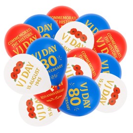 15 Pcs VJ Day 80th Anniversary Balloons, Red, White and Blue Latex Balloons for VJ-Day 1945-2025 Commemorative 80 Years Anniversary Decorations Memorabilia