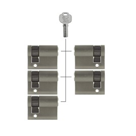 5x Half Cylinder Adjustable 40 mm 30/10 Simultaneous Locking Including 25 Keys