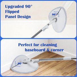 62 in Adjustable Wall Cleaner Mop 180° Rotatable Mops for Floor Cleaning with 2 Reusable Heads, Dust Mops Cleaning Mop for Floor Ceiling Baseboard Cleaning