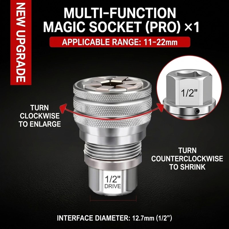 Llave de tubo mágica ajustable Universal, 10 ~ 19mm, funda