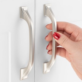 ASKANO 3-3/4 Inch Hole Centers, Brushed Nickel Arch Kitchen Cabinet Pull Handle ZP2409 | Pack of 10, Solid Hardware for Drawer, Dresser, Bathroom, Vanity, Furniture Door, Cupboard, Bedroom, 3.8"