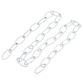 MECCANIXITY Pendant Light Fixture Chains, 3.2mm Thick 1m Long Chandelier Hanging Links, Iron Electroplated White, Pack of 2