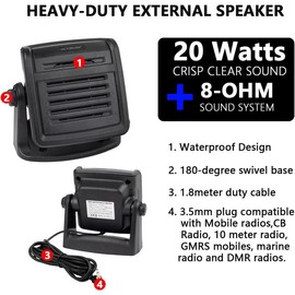 20W CB Radio External Speaker with 3.5mm Plug Compatible with Mobile Radio or CB Radio & Scanners