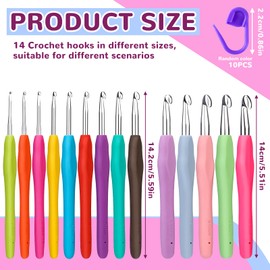 Crochet Hooks Set, 14PCS Aluminum Knitting Needles with Stitch Markers, Ergonomic Soft Grip Handle for Beginners Adults Knitting Tools