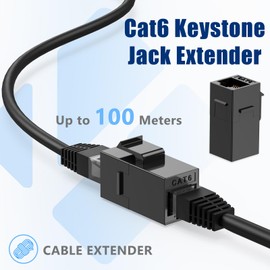 Awishwell CAT6 RJ45 Keystone Jack (5 Pack) Inline Coupler, Cat6 RJ45 Keystone Coupler, Ethernet Coupler Female to Female Cable Extender, Black