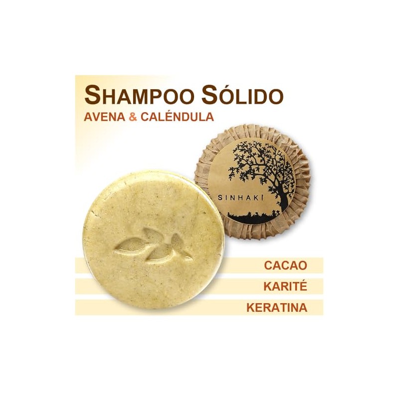 Shampoo Sólido de Avena y Caléndula, Hidratante y Calmante, 100