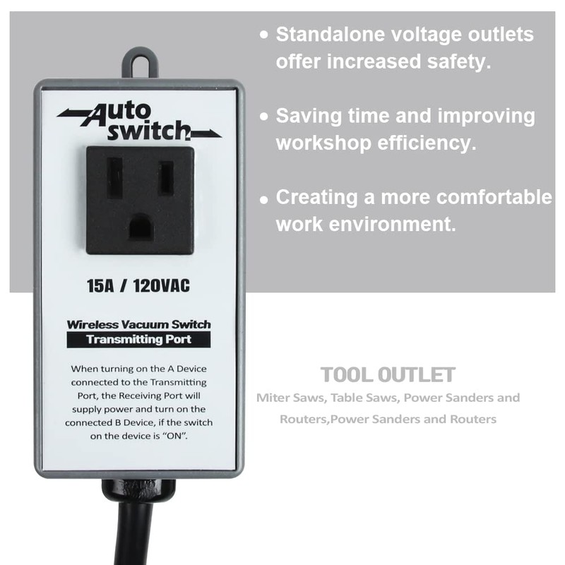 O'SKOOL Wireless Electrical Outlet Switch, 433M Transmitter 120V Plug(Receiver Switch