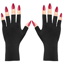 Anti-UV Gloves for Gel Nail Lamp, Gel Manicure Gloves UV Nail Light Gloves for Women (Black)