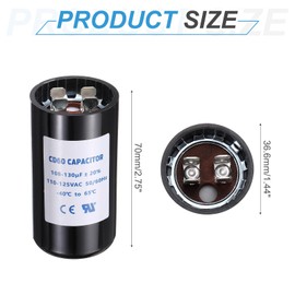 sourcing map CD60 Capacitor 108-130 UF/Mfd, 110-125 VAC CD60 Run Motor Start Capacitor 50/60 Hz for Electric Fan Motor Starting Well Pump, Black