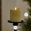 Luminara Rich Gold Glitter Ribbed Flameless LED Candle Moving Flame