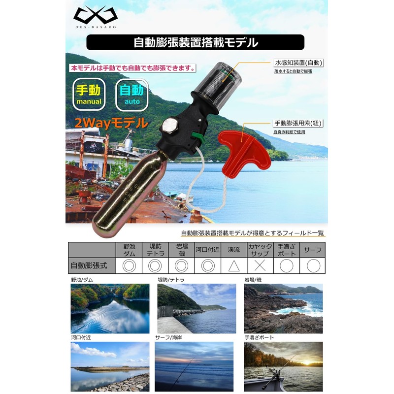 JES-BASARO B-Life-Jac-Mf-MN/AT Automatic Inflatable Life Jacket, Life-saving Device, Compatible with
