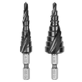 XMSSAA HSS-Co M35 Step Drill, Set of 2 for Stainless Steel, Hexagonal Drill Bit, Titanium Nitride Aluminum Coating, Cobalt High Speed Steel, Spiral Drill, Bamboo Shoot Drill