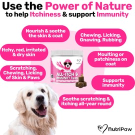 NutriPaw All-Itch Immunity Treats For Dogs - Soothe Itchy Paws, Eyes, Ears, Skin - Stop Itching, Licking, Scratching - Perfect for Small, Medium & Large Dogs - Supports Seasonal Itching