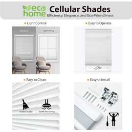 DEZ FURNISHINGS QMWT220360, Energy Saver Cordless 1.5" Blackout Cellular Shade, 36" x 22", White