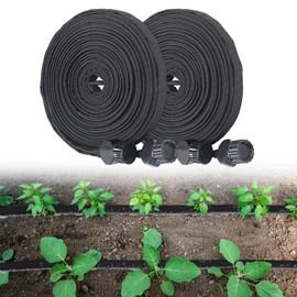 Soaker Hose 100FT for Garden Beds - 3/4" Heavy Duty Double Layer Drip Irrigation Hose, Save 85% Water- Linkable Flat Soaker Hose for Lawn Flower Bed Vegetable Field Effective Watering (50FT x 2Pack)