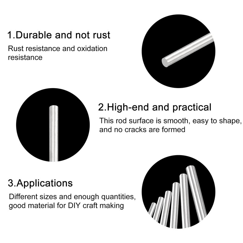 MECCANIXITY 304 Stainless Steel Round Rods, 4mm x 400mm Solid