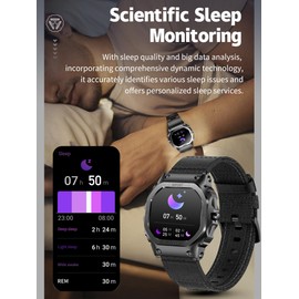 Smartwatch Men's Android Fitness Watch Men's Heart Rate Monitor Blood Pressure Sleep Tracker IP68 Waterproof Sports Watches Men's Smart Watch iOS Military Watch Outdoor Smartwatch Phone Function