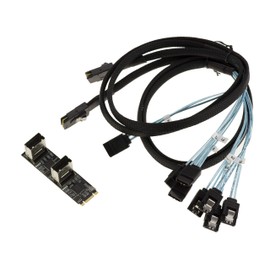 KALEA-INFORMATIQUE M.2 Card 8 Ports SATA 3.0 6Gbps for M2 Port Type PCIe 3.0 M-Key or B+M with Chipset JMB585 JMB575 - With MiniSAS Cables SFF-8087
