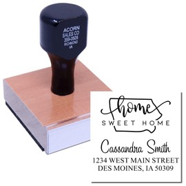Iowa Home Sweet Home Square Address Rubber Stamp, Iowa Return Address Stamp, Use on Envelopes, Square Design, Size 1-5/8"