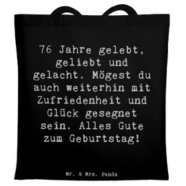 Mr. & Mrs. Panda Tragetasche Spruch 76. Geburtstag - Geschenk, Glück, Jubiläum, Einkaufstasche, einmalige Geschenke, 76 Jahre, geliebt, Glückwunsch,