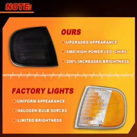 Vektoris LED Headlight Side Marker Light for 1997-2002 Ford Expedition /1997-2003 F150 pickup/98-99 F250, Corner Lamp w/White DRL Amber Turn Signal Light, replaces# FO2551118 FO2550118 (Smoked Lens)
