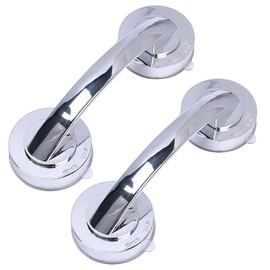 Door Handle, Suction Cups, 2 Pieces, Handrail, No Construction, Strong Suction Cup, Easy to Remove, 7.7 inches (195 mm), Silver