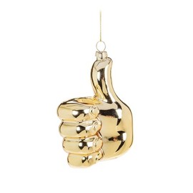 Abbott Collection Thumbs Up Emoticon Ornament, Glass, Gold (3.5" H)