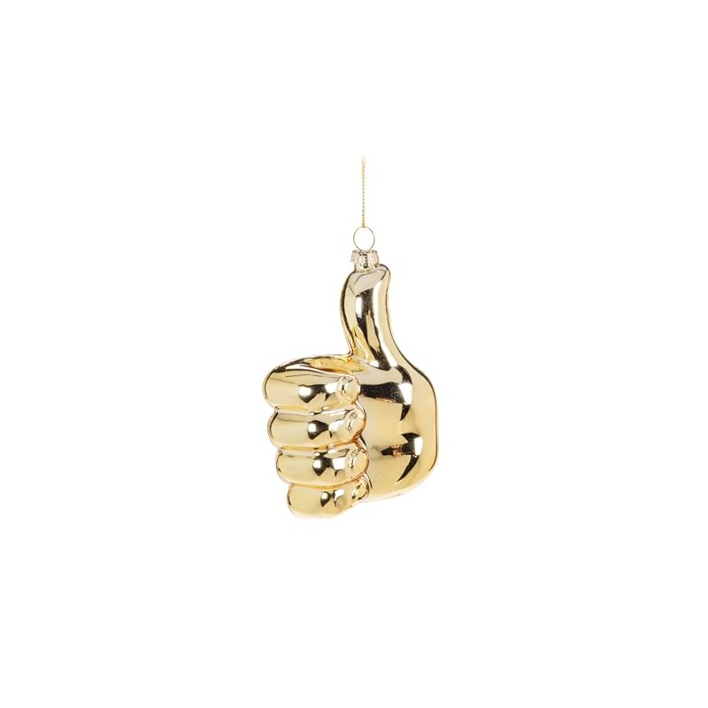 Abbott Collection Thumbs Up Emoticon Ornament, Glass, Gold (3.5" H)