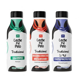 Leche Pal Pelo Tradicional Natural Soy, Wheat Protein, Aloe Vera, Avocado Deep Cleaning Intensive Hydratation Leave In | Trigo y Aguacate Limpieza Profunda 3x(17oz-440ml) (Set/Kit)