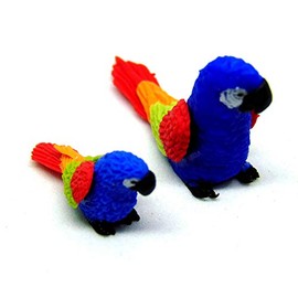 Tumdee Miniatures Dolls House Miniature Small and Large Polymer Clay Parrots Miniature Bird Accessory P3