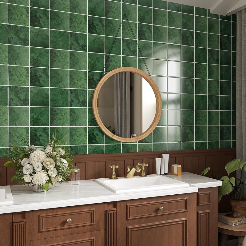 VaryStyle Green Peel and Stick Backsplash for Kitchen Bathroom Wall