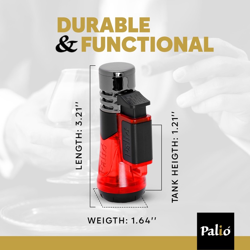 Palió Siena Single Jet-Flame Refillable Butane Torch Lighter, Red |
