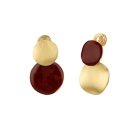 Boho Two Tone Clip On Earrings for Women Unique Gold Red Vacation Non Pierced Dangle Cocktail Earrings Fashion Beach Plus Size Big Statement Jewelry (Gold)