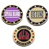 ZORVYN 3 Piece Poker Button Set in Case (Metal Coins),