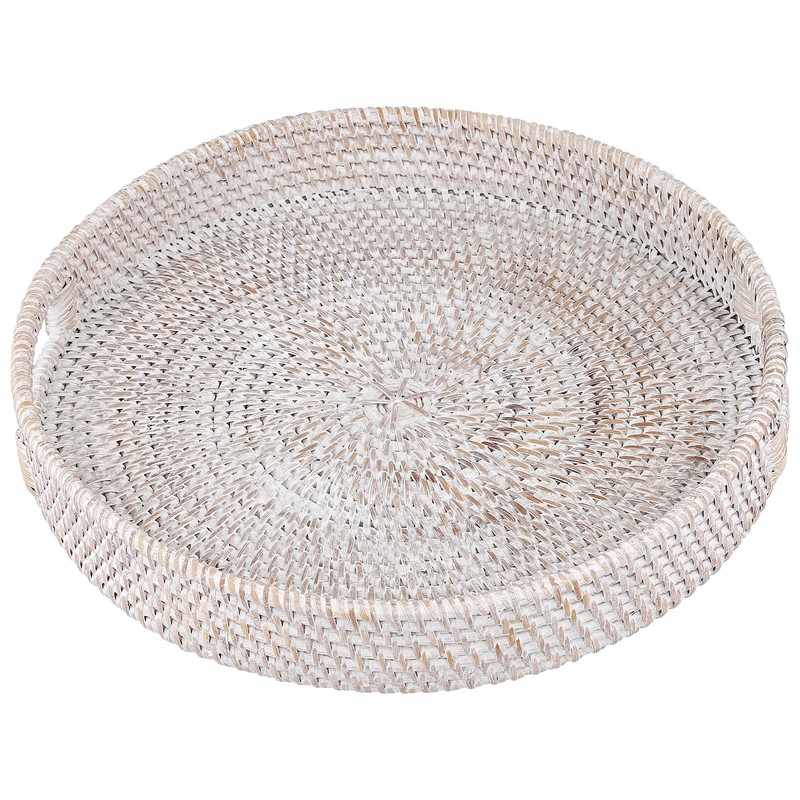 SENJEOK 2 PCS 11.8 x 2 Inch Rattan Serving Tray