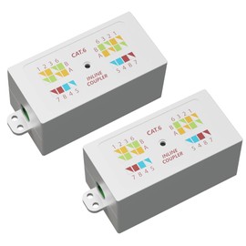 rhinocables RJ45 Cat 6 Gigabit Inline Punchdown Krone Coupler Joiner for Ethernet Network Cables (2, White)