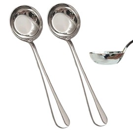 Ouliget Gravy Ladle Spoon,Deep Bottom Korean Style Sugar Spoons,Heavy Duty Stainless Steel Spoon for Spooning Sauces or Serving Soup,7.1 Inch, Set of 2
