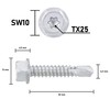 Hex Drilling Screw SW10+TX25 Zinc Filled Coating Underhead Locking Tooth,