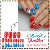 Christmas Press on Nails Blue Red Short Square Fake Nails